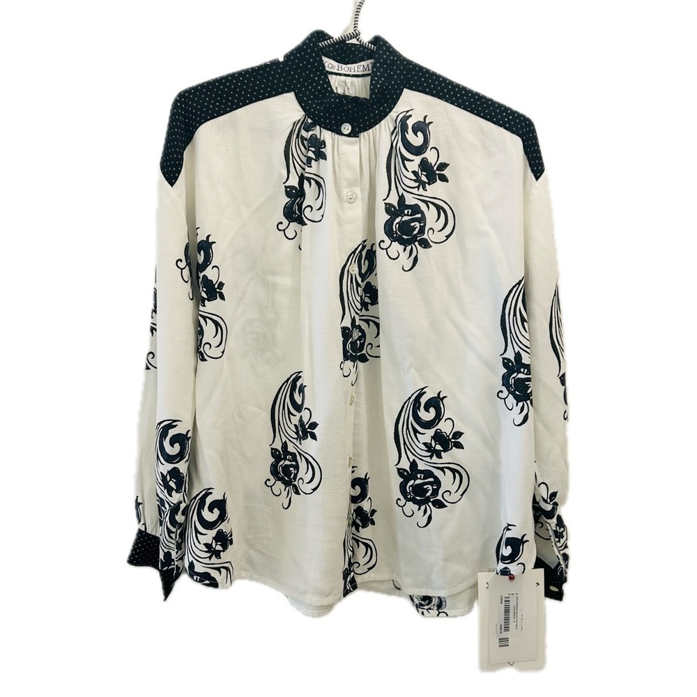 NWT Alix of Bohemia Kiki Noir Shirt Small Blouse button down